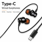 Soniqx Type-C Wired Earphones with Mic, Deep Bass, Inline Controls & Noise Isolation for Compatible USB-C Devices – Black