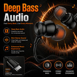 Soniqx Type-C Wired Earphones with Mic, Deep Bass, Inline Controls & Noise Isolation for Compatible USB-C Devices – Black