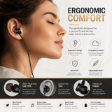 Soniqx Type-C Wired Earphones with Mic, Deep Bass, Inline Controls & Noise Isolation for Compatible USB-C Devices – Black