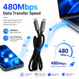 Soniqx 60W USB-C to USB-C Fast Charging Cable 1.2M, PD Charging & 480Mbps Data Transfer – Black