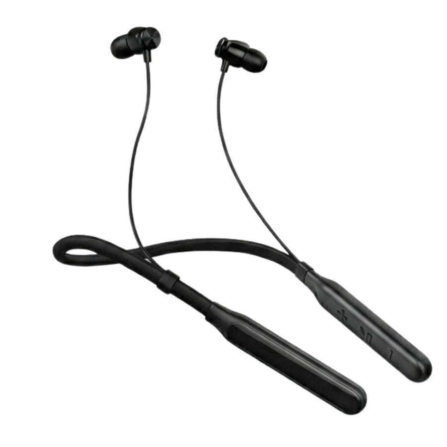 Soniqx Bluetooth Wireless Neckband Earphones with HD Calling, Vibration Alert, Dual Pairing & Magnetic Earbuds – Black