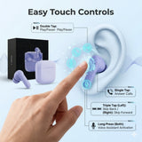Soniqx Wireless Bluetooth Earbuds with ENC Mic, Touch Control & Charging Case – Purple