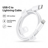 Soniqx USB-C to Lightning Fast Charging Cable 1M for iPhone & iPad – PD Charging & Data Sync Cable, White