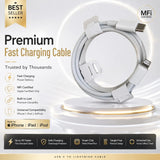 Soniqx USB-C to Lightning Fast Charging Cable 1M for iPhone & iPad – PD Charging & Data Sync Cable, White