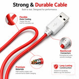 Soniqx USB Wall Charger with 1M USB-A to Type-C Charging & Data Cable for Android Smartphones – White Adapter with Red Cable