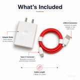 Soniqx USB Wall Charger with 1M USB-A to Type-C Charging & Data Cable for Android Smartphones – White Adapter with Red Cable