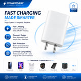 USB Wall Charger Adapter 2.4A with Single USB Port, 2-Pin Compact Mobile Charging Adapter for Smartphones, Earbuds & USB Devices – White