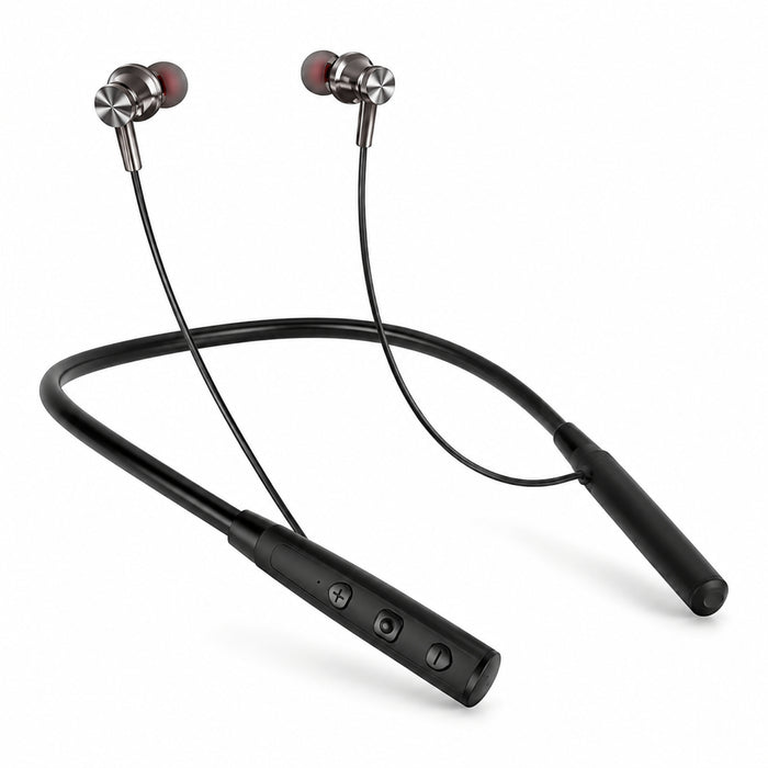 Soniqx Wireless Bluetooth Neckband Earphones with Deep Bass, Built-in Mic & Long Battery Life – Black