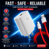 Soniqx USB Wall Charger with Type-C Cable | Fast Charging Mobile Charger Adapter with 1M Cable