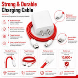 Soniqx USB Wall Charger with USB-A to Type-C Charging Cable Combo for Android Smartphones – Compact Travel Charger