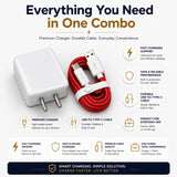 Soniqx USB Wall Charger with USB-A to Type-C Charging Cable Combo for Android Smartphones – Compact Travel Charger