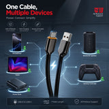 Soniqx USB-A to Type-C Fast Charging & Data Sync Cable 3A, 480Mbps, 1 Meter, Metal Connectors, Black