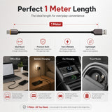 Soniqx USB-A to Type-C Fast Charging & Data Sync Cable 3A, 480Mbps, 1 Meter, Metal Connectors, Black