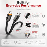 Soniqx USB-A to Type-C Fast Charging & Data Sync Cable 3A, 480Mbps, 1 Meter, Metal Connectors, Black