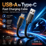 Soniqx USB-A to Type-C Fast Charging & Data Sync Cable 3A, 480Mbps, 1 Meter, Metal Connectors, Black