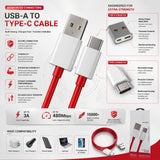 Soniqx USB-A to Type-C Fast Charging Cable 3A, 480Mbps Data Transfer, 1.2 Meter Durable Charging & Sync Cable – Red