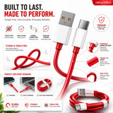 Soniqx USB-A to Type-C Fast Charging Cable 3A, 480Mbps Data Transfer, 1.2 Meter Durable Charging & Sync Cable – Red