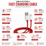 Soniqx USB-A to Type-C Fast Charging Cable 3A, 480Mbps Data Transfer, 1.2 Meter Durable Charging & Sync Cable – Red