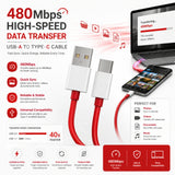 Soniqx USB-A to Type-C Fast Charging Cable 3A, 480Mbps Data Transfer, 1.2 Meter Durable Charging & Sync Cable – Red