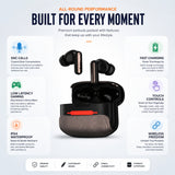 Soniqx TWS Wireless Earbuds with ENC Mic, Low Latency Gaming Mode, 30H Playtime, Touch Controls, IPX4 Water Resistance & Type-C Fast Charging – Black