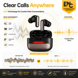 Soniqx TWS Wireless Earbuds with ENC Mic, Low Latency Gaming Mode, 30H Playtime, Touch Controls, IPX4 Water Resistance & Type-C Fast Charging – Black