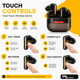 Soniqx TWS Wireless Earbuds with ENC Mic, Low Latency Gaming Mode, 30H Playtime, Touch Controls, IPX4 Water Resistance & Type-C Fast Charging – Black
