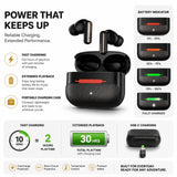 Soniqx TWS Wireless Earbuds with ENC Mic, Low Latency Gaming Mode, 30H Playtime, Touch Controls, IPX4 Water Resistance & Type-C Fast Charging – Black