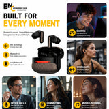 Soniqx TWS Wireless Earbuds with ENC Mic, Low Latency Gaming Mode, 30H Playtime, Touch Controls, IPX4 Water Resistance & Type-C Fast Charging – Black