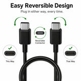 Soniqx USB-C to USB-C Fast Charging Cable | PD Charging & 480Mbps Data Transfer Cable for Smartphones, Tablets & Laptops – Black
