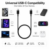 Soniqx USB-C to USB-C Fast Charging Cable | PD Charging & 480Mbps Data Transfer Cable for Smartphones, Tablets & Laptops – Black
