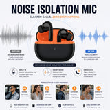 Soniqx Wireless Bluetooth 5.3 TWS Earbuds with Deep Bass, Mic & Type-C Charging Case – Black & Orange