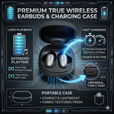 Soniqx True Wireless Bluetooth Earbuds with Deep Bass, Touch Control, Type-C Charging Case & Comfortable Fit – Silver & Black
