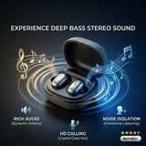 Soniqx True Wireless Bluetooth Earbuds with Deep Bass, Touch Control, Type-C Charging Case & Comfortable Fit – Silver & Black