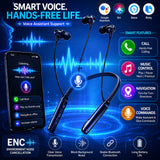 Soniqx Wireless Bluetooth Neckband with ENC, Deep Bass, HD Calling, Type-C Charging & Magnetic Earbuds – Blue