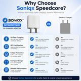 Soniqx Speedcore 20W USB-C PD Fast Charger Adapter for iPhone & Android Smartphones – Compact Wall Charger, White
