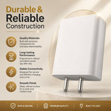 Soniqx Compact Wall Charger for Smartphones, Earbuds, Power Banks & USB Devices | Portable 2 Pin Mobile Charging Adapter | White