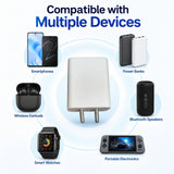 Soniqx Compact Wall Charger for Smartphones, Earbuds, Power Banks & USB Devices | Portable 2 Pin Mobile Charging Adapter | White