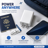 USB Wall Charger Adapter 2.4A with Single USB Port, 2-Pin Compact Mobile Charging Adapter for Smartphones, Earbuds & USB Devices – White