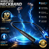 Soniqx Wireless Bluetooth Neckband Earphones with Deep Bass, Built-in Mic & Long Battery Life – Black